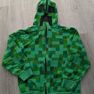 Minecraft Youth Zip-up Over Face Jacket Green Sz S